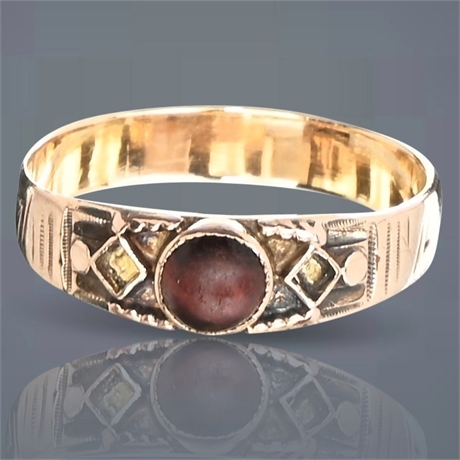 Antique 14K Yellow Gold Garnet Ring – Size 5.5
