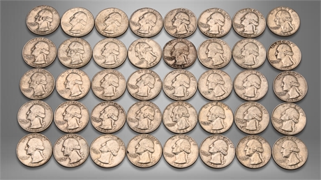 (40) 1961-D Washington Silver Quarters