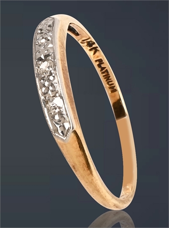 14K & Platinum Diamond Ring, Size 5