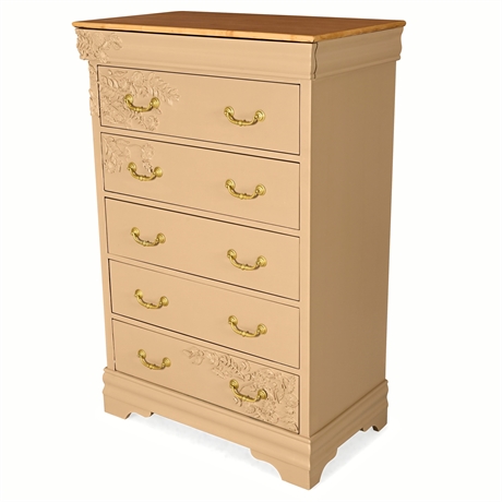 Pilling Devonshire 5-Drawer Chest – French Crème, Floral Appliqué
