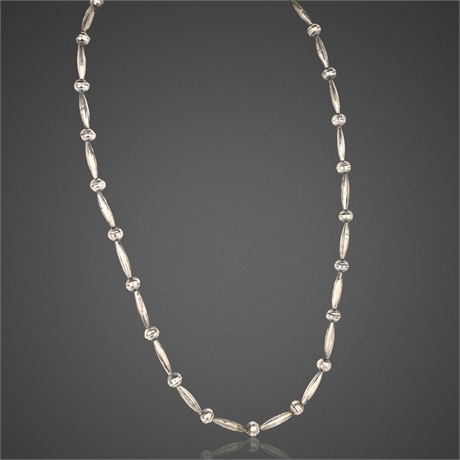 Navajo Sterling Silver Bench-Made Bead Necklace – 32.5”, 47.4g