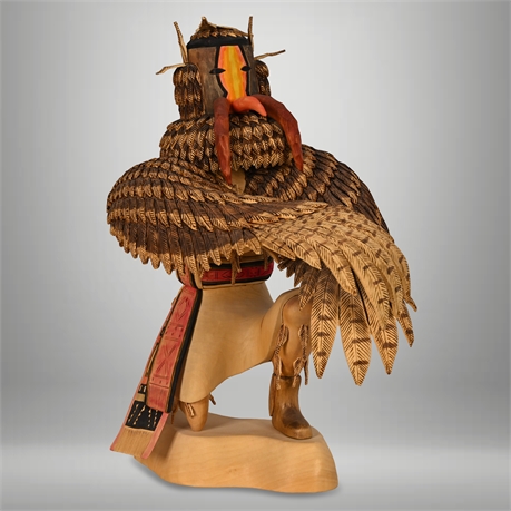 Richard Signed Hopi "Koyona" Turkey Kachina Doll - Exquisite Hand-Carved Wood, 1