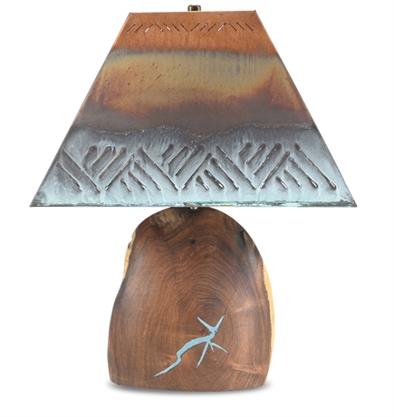 Turquoise Inlaid Mesquite Lamp