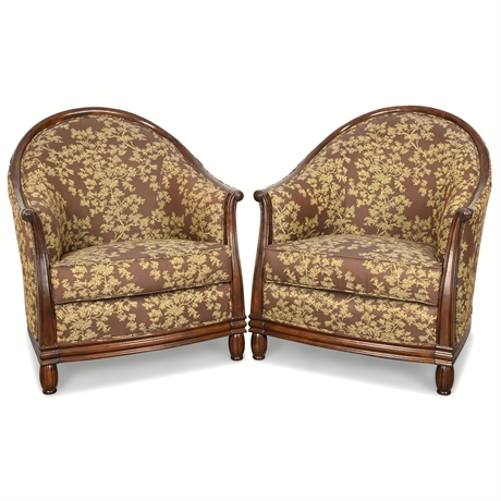 Pair of Traditional Vintage Walnut Living Room Chairs Ashley