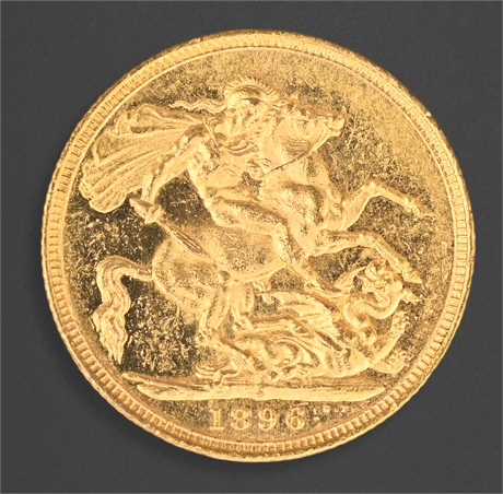 1896-S Queen Victoria Gold Sovereign – Sydney Mint, BU Quality