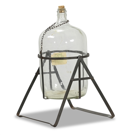 Vintage 5 Gallon Glass Carboy & Iron Stand