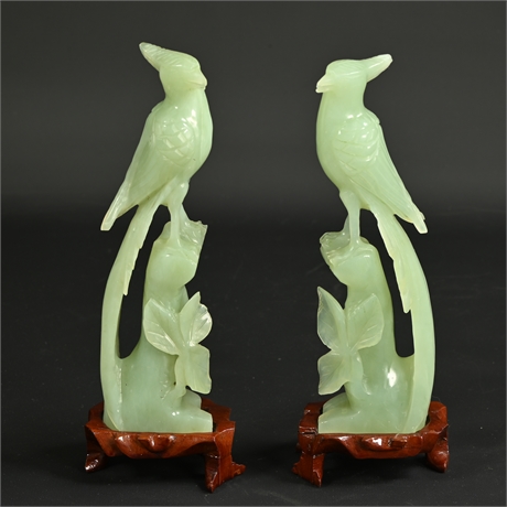 Natural Green Jade Jadeite Carved Bird Figurine