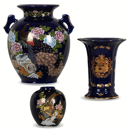Asian Gilt Cobalt Vases