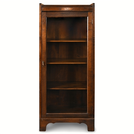 Antique Walnut Display, China, and Curio Cabinet – Original Wavy Glass