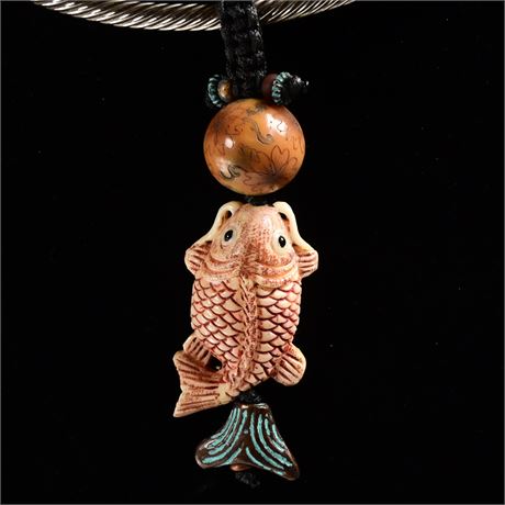 Carved Bone Koi Fish Pendant