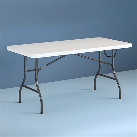 6-Foot Premium Folding Table – White Speckle, Heavy-Duty, Portable