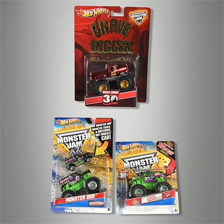 Hot Wheels Monster Jam Grave Digger 30th Anniversary Lot (3)
