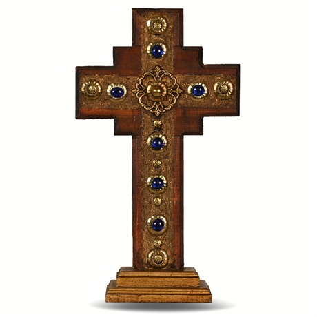 Wood Cross on Pedestal