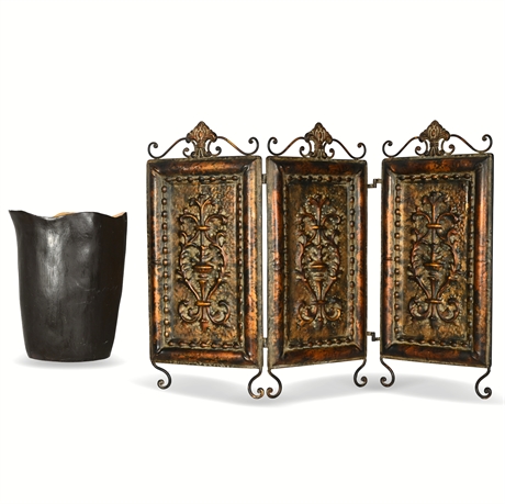 3-Panel Repousse Style Screen & Vessel