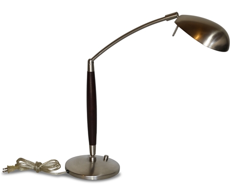 Contemporary Steel & Wood Desk Lamp