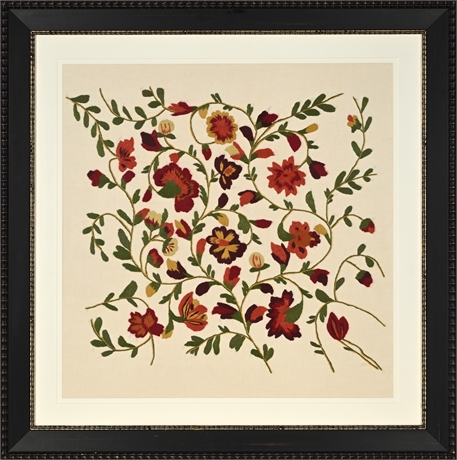 Vibrant Chain Stitch Floral Embroidery, Linen, 35”
