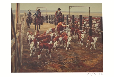Cowboy Artist of America - "The First Separation, Oil" by E.E by Bud" Helbig