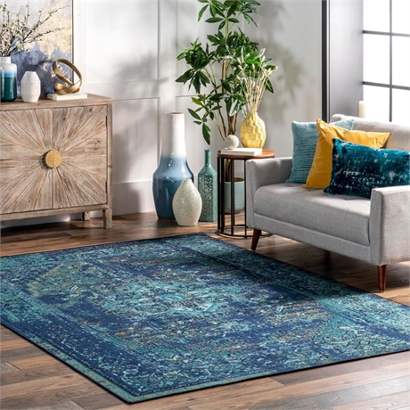 nuLOOM Giza Vintage Reiko Framed Floral Rug