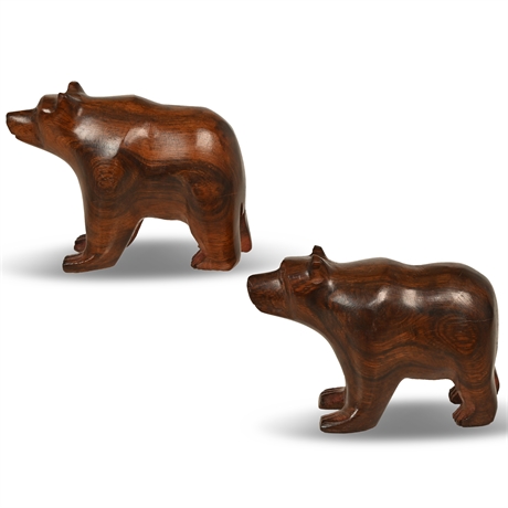 Pair Bear Cubs Ironwood Sculpture