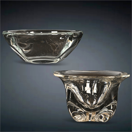 Pair Art Glass Candy Dishes