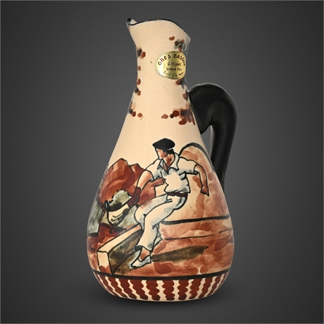 A. Caborde Poterie de Ciboure French Basque Grand Feu Pitcher