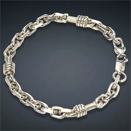 Italian Sterling Silver Handmade Link Chain Bracelet