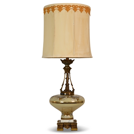 39" Hollywood Regency Glass & Brass Table Lamp