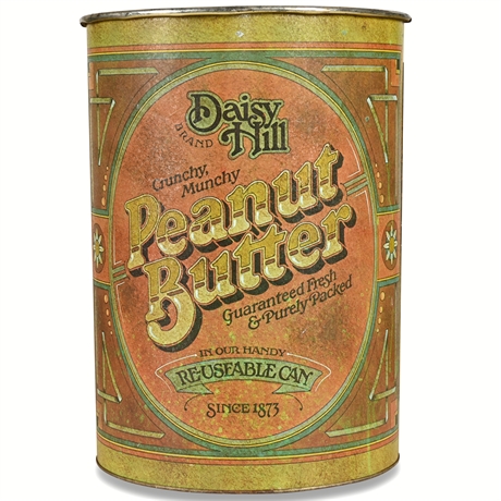 Daisy Hill 1978 Peanut Butter Can Trash Waste Can Tin Advertising