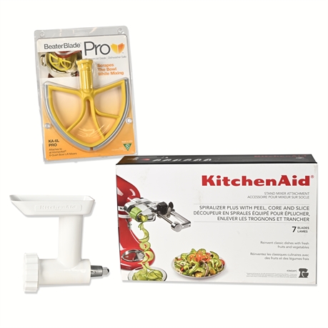 KitchenAid Mixer Attachments Lot – Spiralizer, Grinder, BeaterBlade Pro