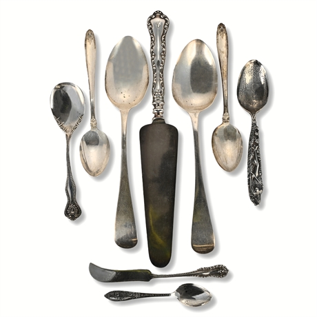 Sterling Silver Flatware Lot — Birks, Bogle Bros., International, 8 Pcs