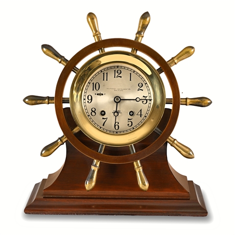 Chelsea Ship's Bell Clock with Ship's Wheel Mount — Southwest Instrument Co.