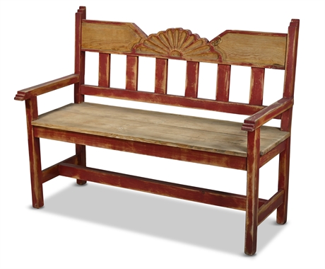 Custom Rustic Carved Bench