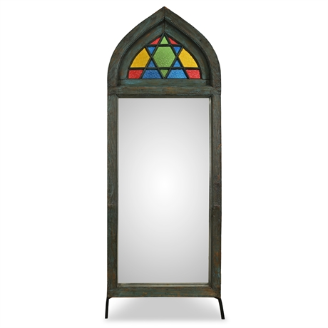 Gothic Arch Floor Mirror — Mango Wood, Star of David