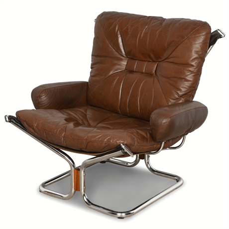 Danish Modern Leather Lounge Chair by Westnofa