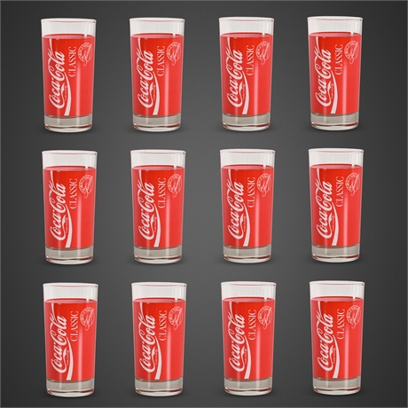 (12) 1987 Coca-Cola Classic Glass Set with Box Indiana Glass