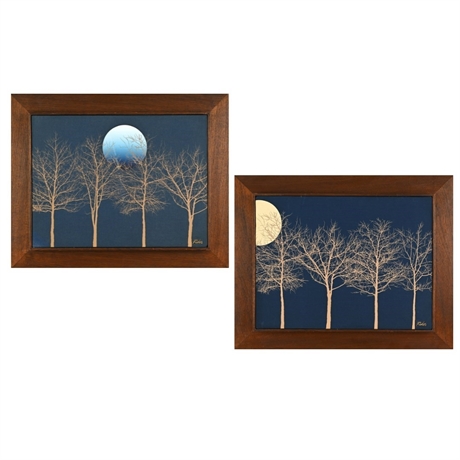 Fisher PL-6 Sound Panel Speaker Pair — "Woodland Watch" & "Staghunt"