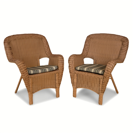 Hampton Bay Wicker Patio Lounge Chairs Coastal Veranda Pair