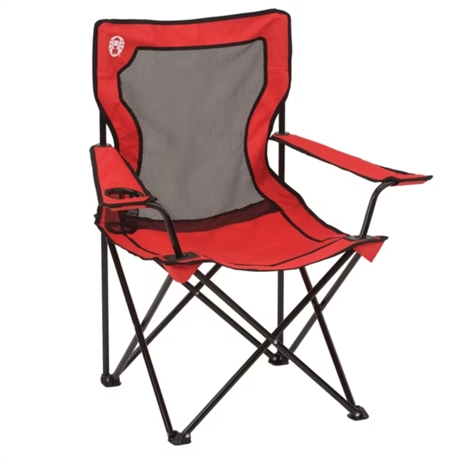 Coleman Broadband Mesh Quad Camping Chair w/ Carry Bag Red