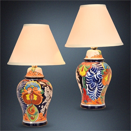 Pair of Talavera Ceramic Table Lamps