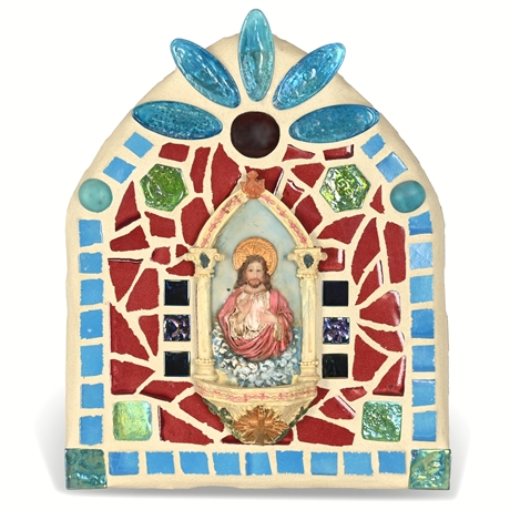 Sacred Heart of Jesus, Handcrafted Mosaic Wall Art