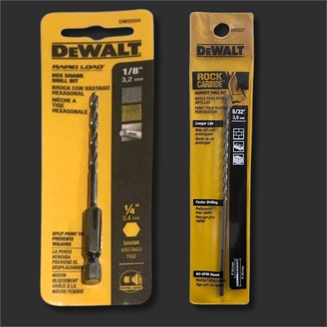 DeWalt DW2564 & DW5227 Drill Bit Set NOS Hex & Carbide