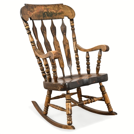 Virginia House Tavern Pine Rocking Chair – 3" Contour Seat, Floral Crest