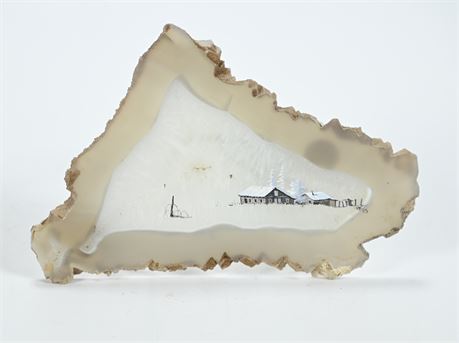 Micro Painting on Geode by Local Artist Robert Evans