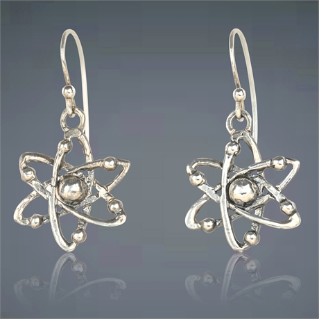 Pair Sterling Silver Atom Earrings