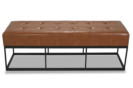 Faux Leather Tufted Bench