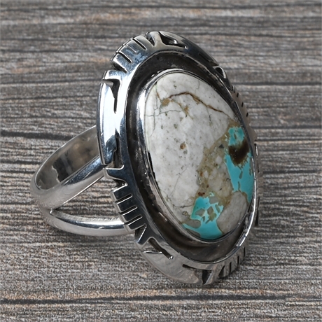 Raquel & Leonard Hurley Navajo Sterling Turquoise Ring, Size 9