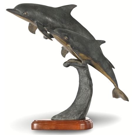 13.5" Bronze Dolphin Sculpture