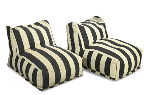 Majestic Home Goods Black Vertical Stripe Bean Bag Chair Lounge