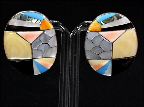 Vintage Zuni Inlaid Earrings