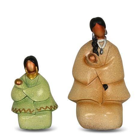 Pair Ceramic Mother Figures